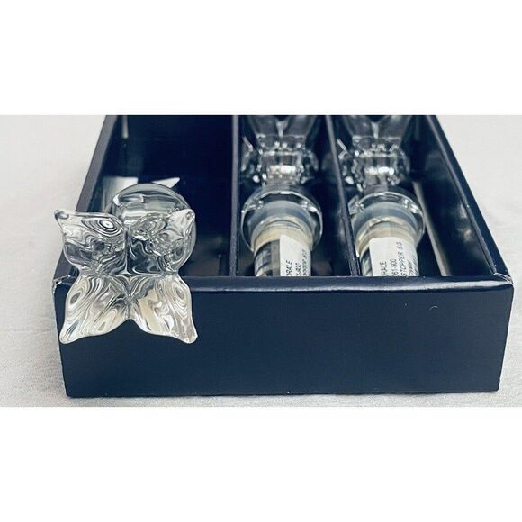 3 MIKASA Lead Crystal Florale Decanter Bottle Stoppers 5" Czech Republic New VTG - Picture 3 of 7